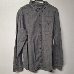 Billabong Flannel Button Down‎ Gray Youth Boys XXL Fitted Stretch